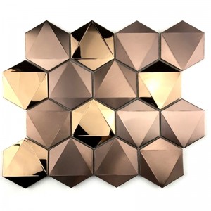 Mosaico de aço inoxidável das telhas do hexágono 304/316 do ouro 3D de Rosa para a decoração da parede