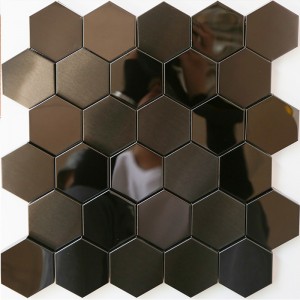 Telha de aço inoxidável preta de Backsplash do banheiro da cozinha do mosaico do metal do hexágono das telhas de mosaico 3D